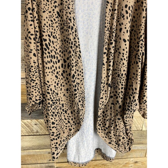 Cream n Sugar Women's XL Leopard Print Open Front Sweater Cardigan - Picture 4 of 10